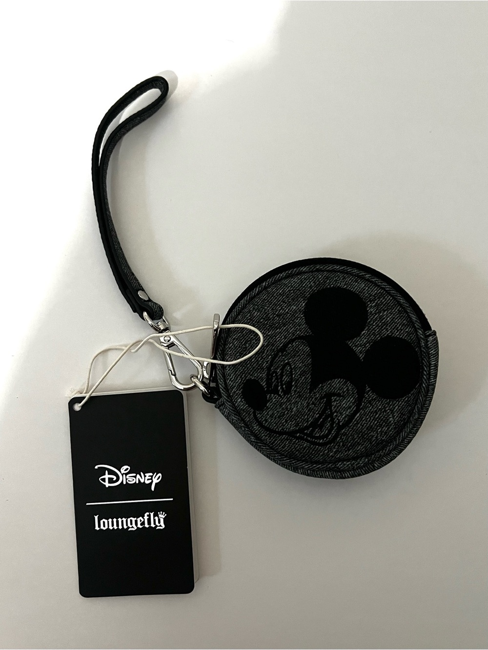 Loungefly Black Mickey Mouse Round Coin Pouch Wristlet